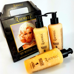Raywell Hair Gold Zestaw rekonstrukcja zniszczonych włosów 3x150ml