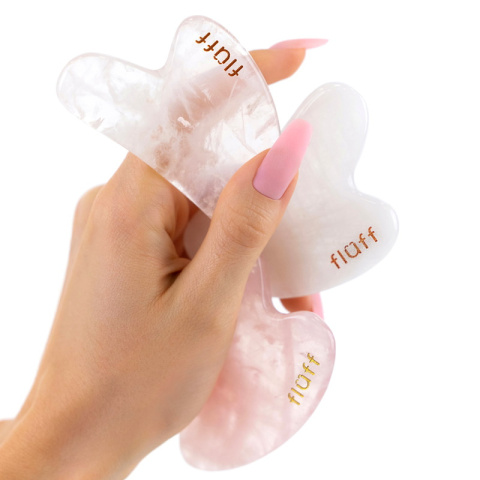 Fluff kameń Gua Sha z różowego kwarcu do masażu twarzy