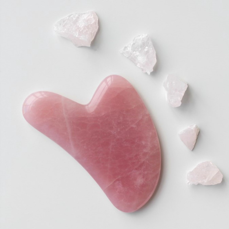 Fluff kameń Gua Sha z różowego kwarcu do masażu twarzy
