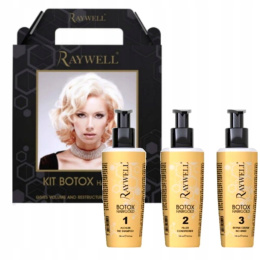 Raywell Botoks Hair Gold Zestaw do zabiegu botoksu na włosy zniszczone 3x150ml