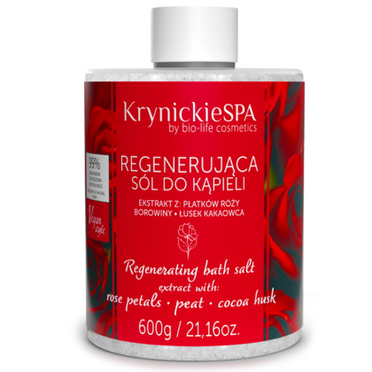 Krynickie spa Aromatyczna sól do kąpieli, kwitnąca róża 600g