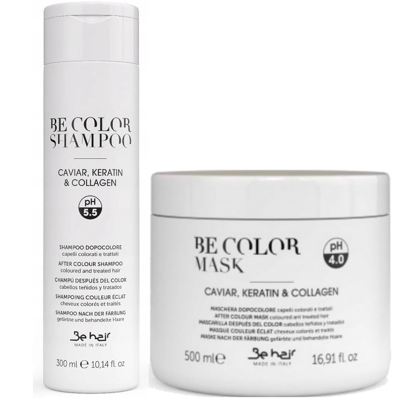 Be Color szampon 300ml + Be Color maska 500ml z keratyną do włosów farbowanych zestaw Be Color szampon 300ml + Be Color maska 500ml z keratyną do włosów farbowanych zestaw