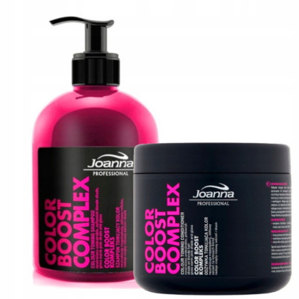 Joanna Color Boost Complex zestaw do włosów blond szampon i odżywka różowa 2x500ml