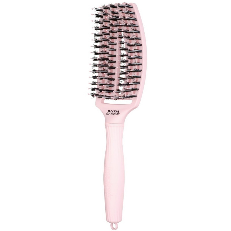 Olivia Garden Fingerbrush Combo Pastel Pink Medium - Szczotka do rozczesywania i masażu z włosiem dzika