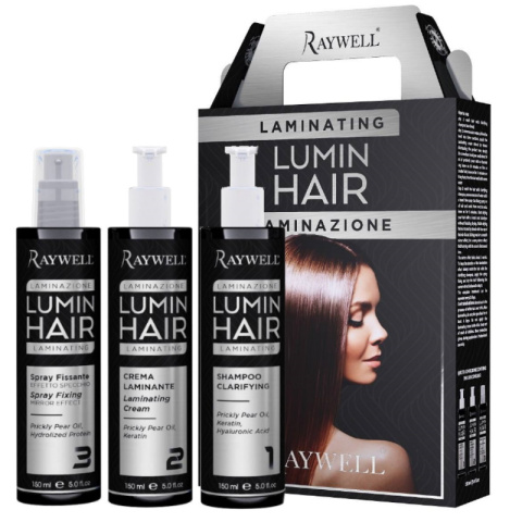 Raywell Lumin Hair Zestaw do zabiegu laminacji włosów 3x150ml Raywell Lumin Hair Zestaw do zabiegu laminacji włosów 3x150ml