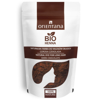 Orientana Bio Henna Naturalna farba do włosów długich Gorzka Czekolada 100g