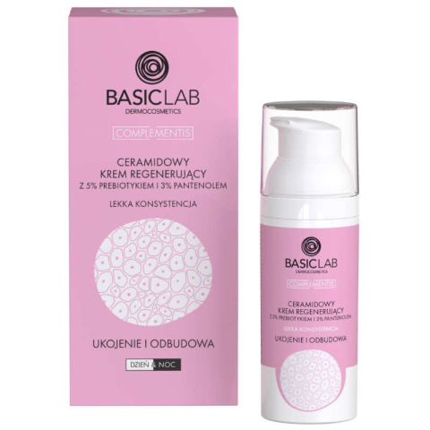 BasicLab Ceramidowy Krem z 5% Prebiotykiem o Lekkiej Konsystencji 50 ml