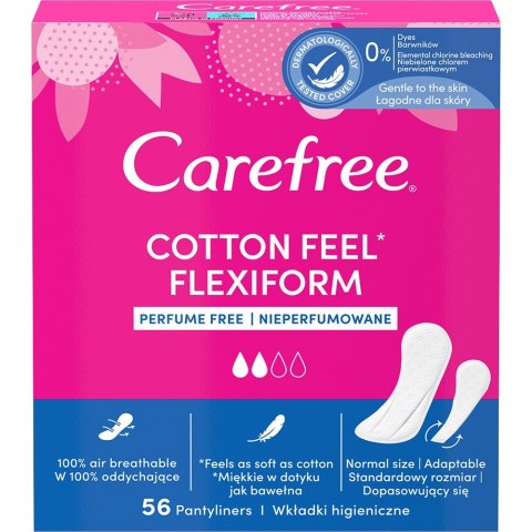Cotton Feel Flexiform wkładki higieniczne nieperfumowane 56szt Carefree