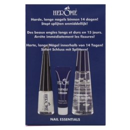 Herome Nail Essentials zestaw zmywacz do paznokci 10ml + utwardzacz 4ml + krem do skórek 3ml