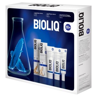 BIOLIQ 55+ zestaw krem intensywnie liftingujący do skóry oczu ust szyi i dekoltu 30ml + krem na dzień 50ml + krem na noc 50ml