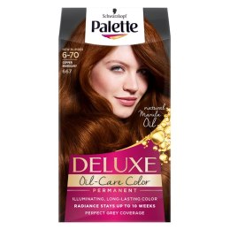 Palette Deluxe Oil-Care Color farba do włosów trwale koloryzująca z mikroolejkami 667 (6-70) Miedziany Mahoń