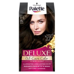 Palette Deluxe Oil-Care Color farba do włosów trwale koloryzująca z mikroolejkami 800 (3-0) Ciemny Brąz