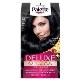 Palette Deluxe Oil-Care Color farba do włosów trwale koloryzująca z mikroolejkami 909 (1-1) Granatowa Czerń