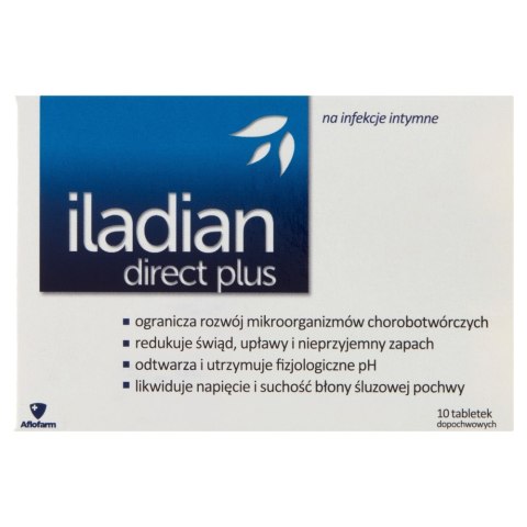 Direct Plus tabletki dopochwowe łagodzące objawy infekcji intymnych 10 tabletek Iladian