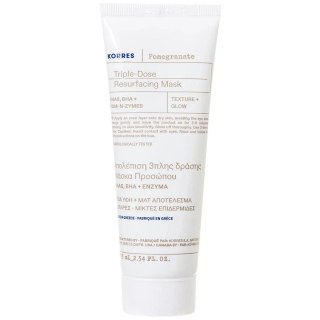 Korres Pomegranate Triple-Dose Resurfacing Mask maska do twarzy z kwasami AHA BHA i enzymami z granatu 75ml