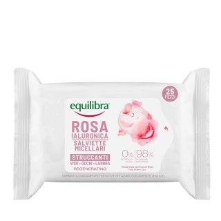 Equilibra Rosa Micellar Make-Up Remover Wipes różane micelarne chusteczki do demakijażu z kwasem hialuronowym 25szt.