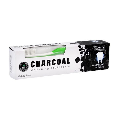 Charcoal Whitening Toothpaste wybielająca pasta do zębów z aktywnym węglem 100ml + szczoteczka do zębów 1szt. Beauty Formulas