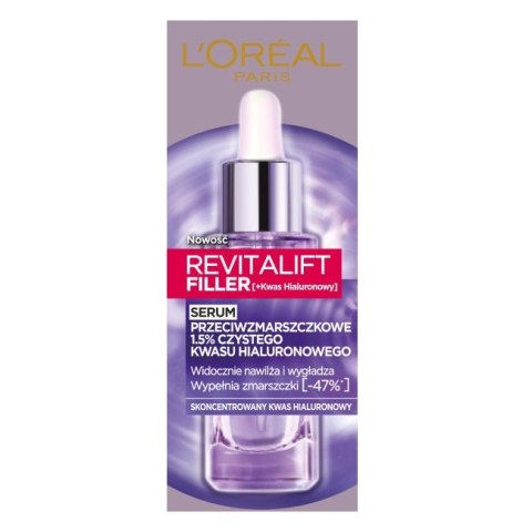 L'Oreal Paris Revitalift Filler serum przeciwzmarszczkowe do twarzy z 1.5% czystego kwasu hialuronowego 30ml L'Oreal Paris Revitalift Filler serum przeciwzmarszczkowe do twarzy z 1.5% czystego kwasu hialuronowego 30ml