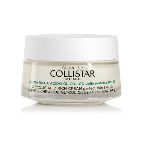Collistar Attivi Puri Glycolic Acid Rich Cream Perfect Skin przeciwstarzeniowy nawilżający krem do twarzy z kwasem glikolowym 50ml