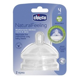 Chicco Natural Feeling smoczek silikonowy na butelkę trójprzepływowy 4m+ 2szt.