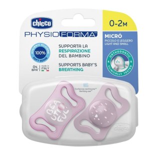 Chicco PhysioForma silikonowy smoczek do uspokajania Micro 0-2m+ Różowy 2szt.