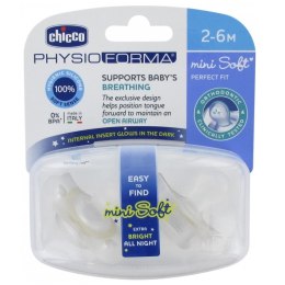 Chicco PhysioForma smoczek silikonowy uspokajający Mini Soft 2-6m Lumi 2szt