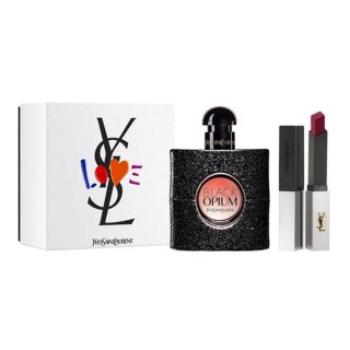 Yves Saint Laurent Black Opium Pour Femme zestaw woda perfumowana spray 50ml + Rouge Pur Couture The Slim Sheer Matte matowa pomadka do ust 107 2g