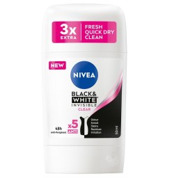 Nivea Black&White Invisible Clear antyperspirant w sztyfcie 50ml