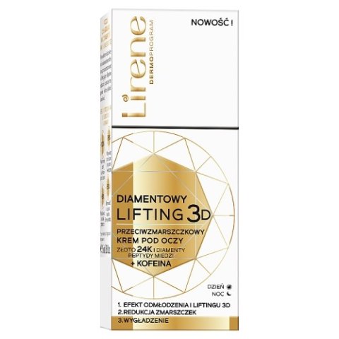 Lirene Diamentowy Lifting 3D przeciwzmarszczkowy krem pod oczy 15ml