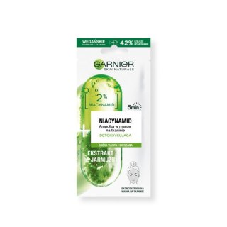 Garnier Niacinamide Ampoule Sheet Mask ampułka detoksykująca w masce na tkaninie z witaminą B3 i ekstraktem z jarmużu 15g