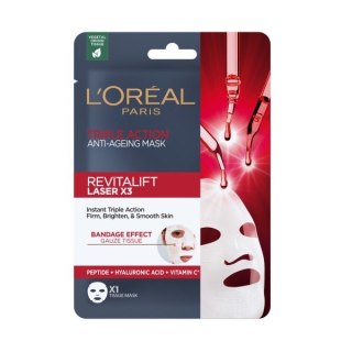 L'Oreal Paris Revitalift Laser X3 przeciwzmarszczkowa maska w płachcie o potrójnym działaniu 28g