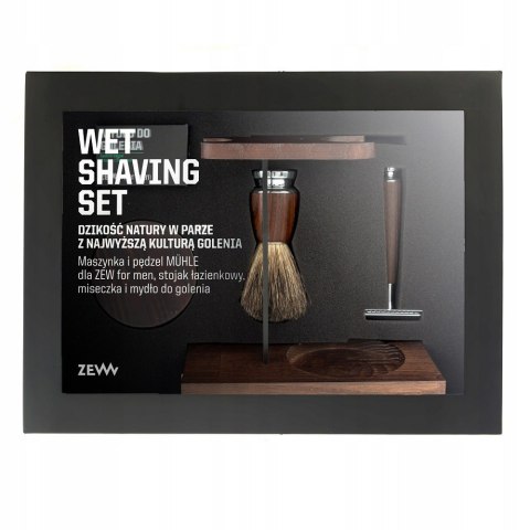Zew For Men Wet Shaving zestaw maszynka do golenia + pędzel do golenia + miseczka + stojak na pędzel i maszynkę + mydło do golenia 85ml