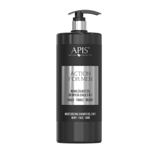 APIS Action For Men nawilżający żel do mycia ciała 3w1 1000ml