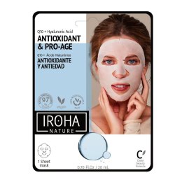 Antioxidant & Pro-Age Tissue Face Mask przeciwstarzeniowa maska w płachcie z koenzymem Q10 i kwasem hialuronowym 20ml IROHA nature