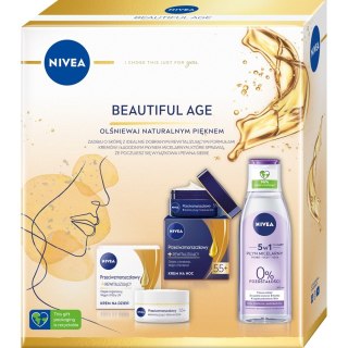 Nivea Beautiful Age zestaw przeciwzmarszczkowy krem rewitalizujący 55+ na dzień 50ml + przeciwzmarszczkowy krem rewitalizujący na noc 