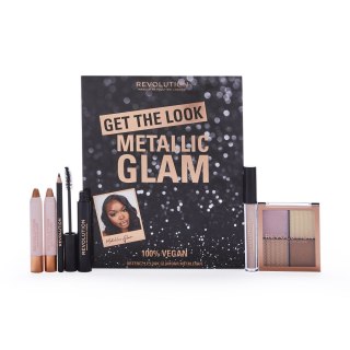 Makeup Revolution Get The Look: Metallic Glam Makeup Set zestaw Shimmer Shadow Stick Glam 2.5g + Shimmer Shadow Stick Crush 2.5g + Eye Primer 2.5m