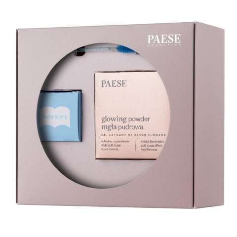 Paese Glitter & Glee zestaw Browstory mydło do stylizacji brwi 8g + Glowing Powder prasowany puder rozświetlający nr 11 10g Paese Glitter & Glee zestaw Browstory mydło do stylizacji brwi 8g + Glowing Powder prasowany puder rozświetlający nr 11 10g