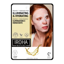 Illuminating & Hydrating Tissue Face Mask rozświetlająco-nawilżająca maska w płachcie z witaminą C i kwasem hialuronowym 20ml IROHA nature