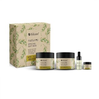 Silcare Naturro Special Gift Box zestaw masło do ciała 300ml + peeling do ciała 300ml + olejek naturalny 11ml + peeling do ust 10ml