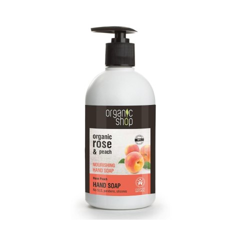 Rose Peach Hand Soap odżywcze mydło do rąk Rose & Peach 500ml Organic Shop