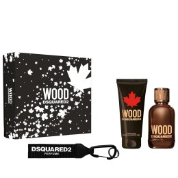 Dsquared2 Wood Pour Homme zestaw woda toaletowa spray 100ml + żel pod prysznic 100ml + breloczek