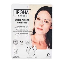 Wrinkle Filler & Anti-Age Tissue Face & Neck Mask przeciwzmarszczkowa maska w płachcie na twarz i szyję z kwasem hialuronowym 30 IROHA nature