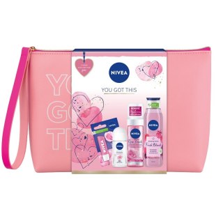 Nivea You Got This zestaw Fresh Rose Touch antyperspirant w kulce 50ml + Fresh Blends Malina i Borówka żel pod prysznic 300ml + Soft R