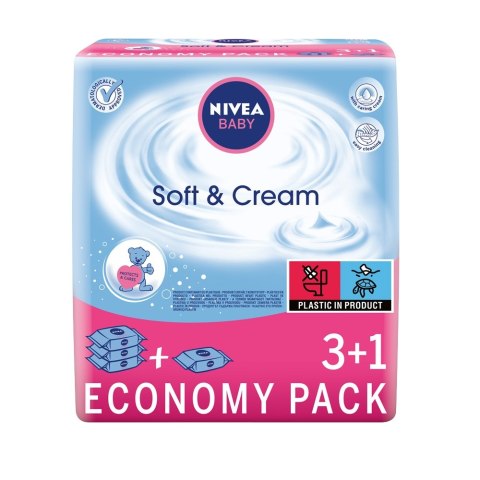 Baby Soft & Cream chusteczki oczyszczające 4x63szt. Nivea