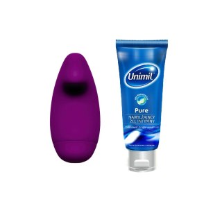 Discreet Clitoral Massager dyskretny wibrator do stymulacji łechtaczki + Pure nawilżający żel intymny 80ml Unimil