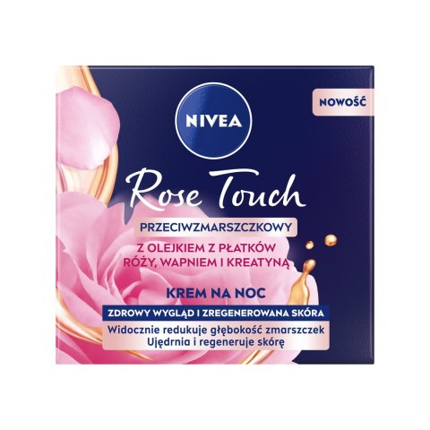 Nivea Rose Touch przeciwzmarszczkowy krem na noc z olejkiem z płatków róży wapniem i kreatyną 50ml