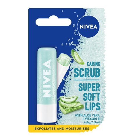 Nivea Caring Scrub pielęgnujący peeling do ust w sztyfcie Aloes 4.8g