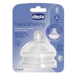 Chicco NaturalFeeling smoczek silikonowy na butelkę przepływ do kaszki 6m+ 2szt