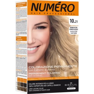 NUMERO Permanent Coloring farba do włosów 10.21 Glacial Ultra Light Blonde 140ml