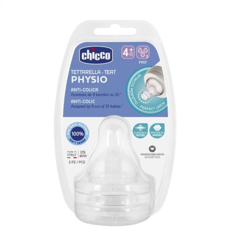Physio Smoczek antykolkowy na butelkę przepływ szybki 4m+ 2szt Chicco